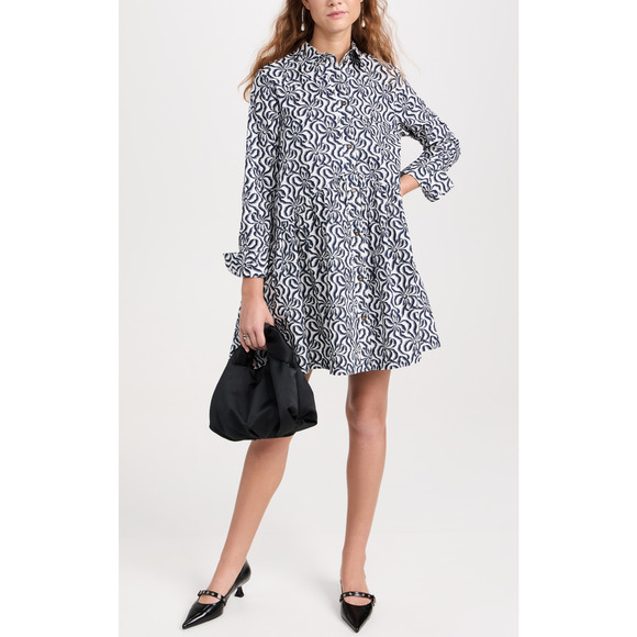 Ganni Cotton Floral Print Mini Shirt Dress Size 32